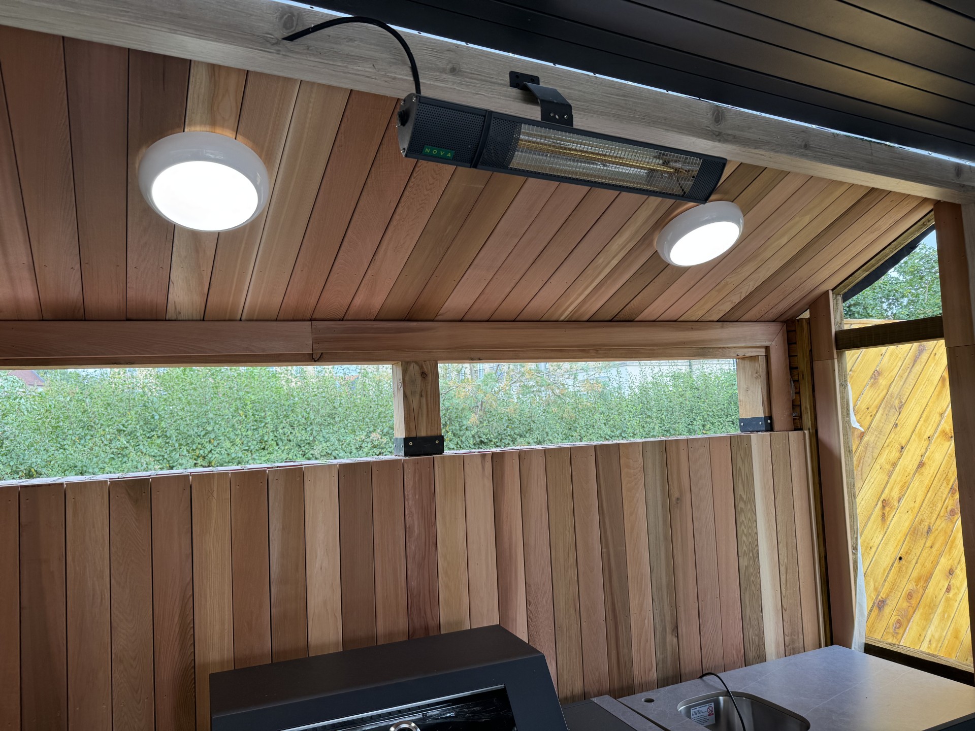 Garden room lighting and heater installation